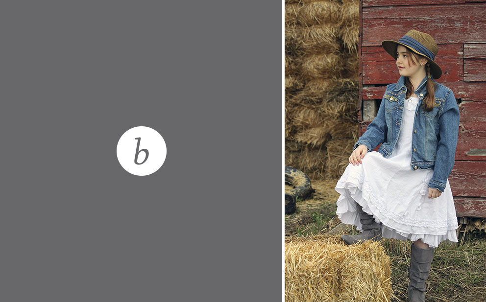 girl & bale of hay