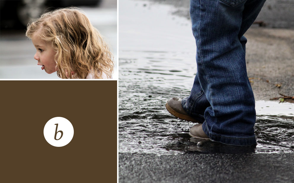 girl stomping in puddles