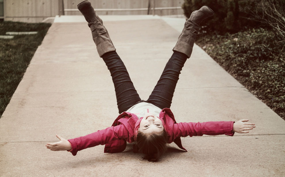 girl on laying on back