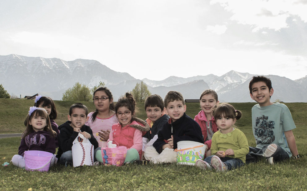 children with easter baskets