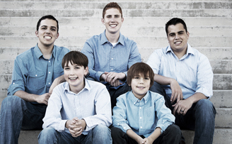 brothers sitting on steps